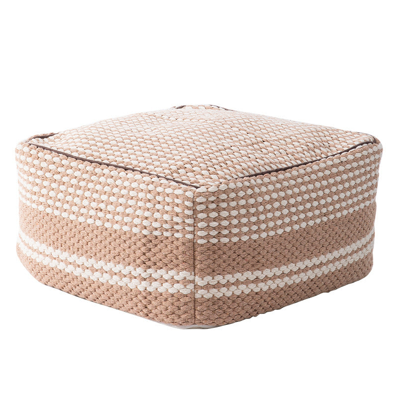Gepolsterter Pouf Sitzhocker mit gewebter Struktur und Tragegriff