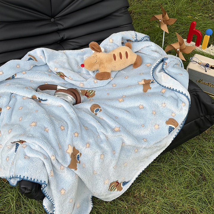 Ultra-weiches plüsch Baby- und Kindwurfdecke mit Sterne- und Tierdruck