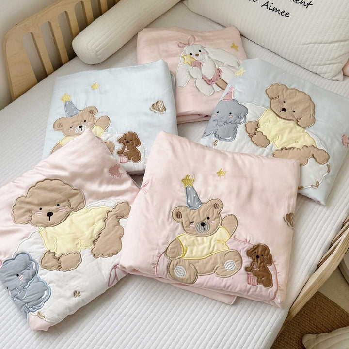 Kinder Satin Kleinkind Bettwäsche & Kissenbezug Set mit besticktem Tierapplikation
