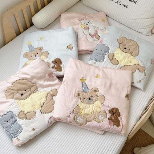 Kinder Satin Kleinkind Bettwäsche & Kissenbezug Set mit besticktem Tierapplikation