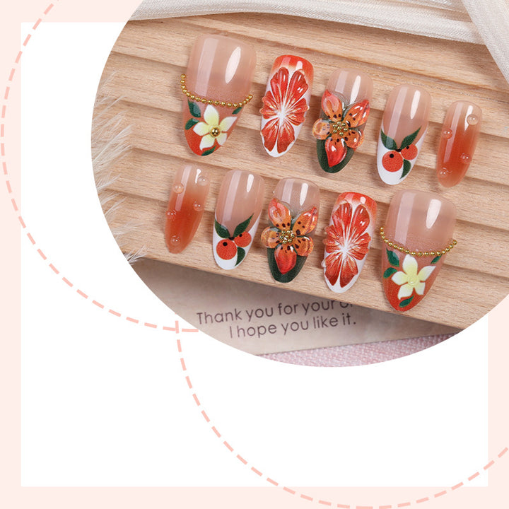 Blumenmotiv Press-On Nagelset Karnz
