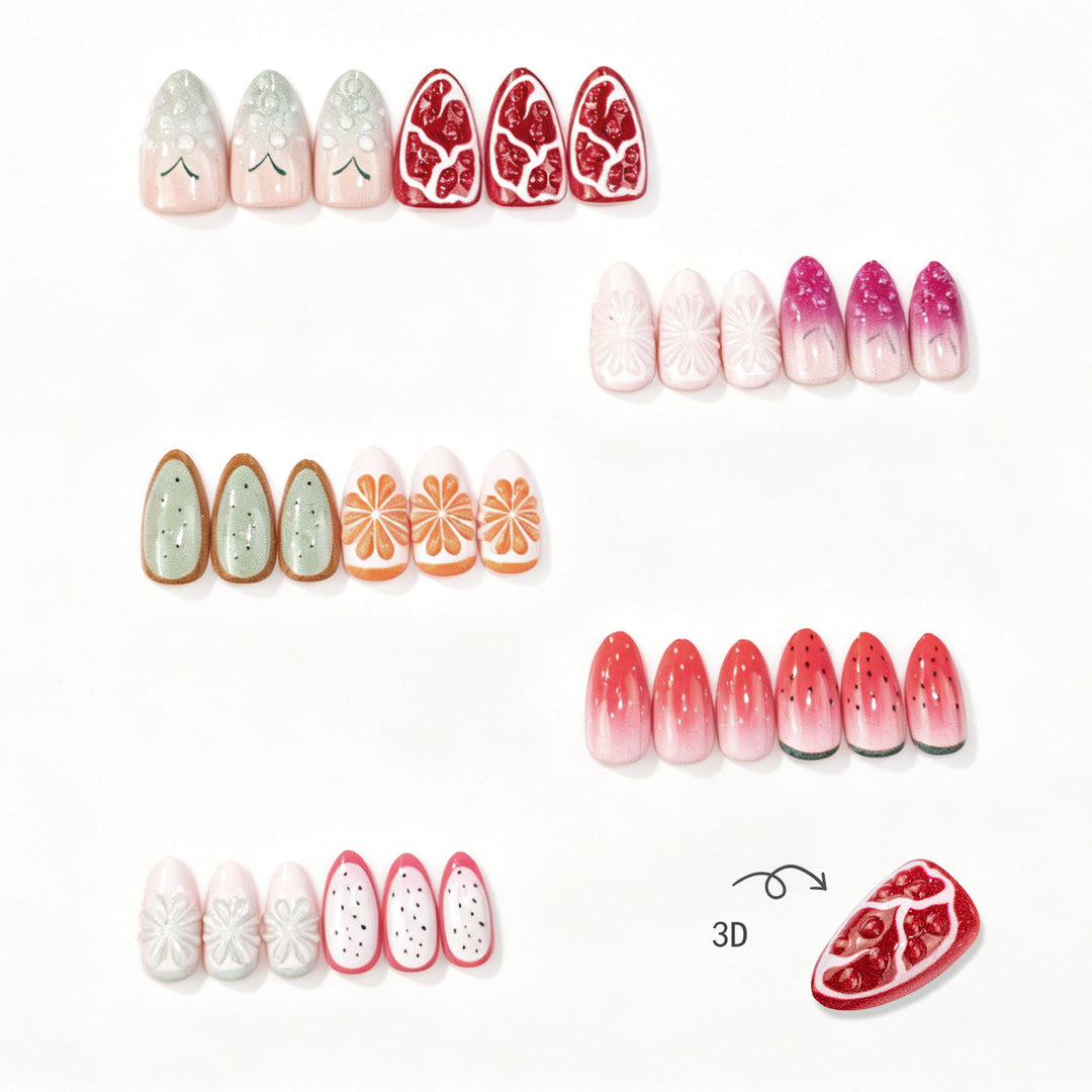 Fruchtiges Thema Press-On Nail Art Set