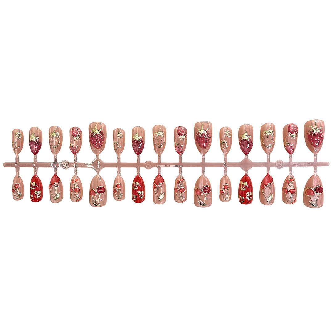 Künstlerisches Floral-Akzent Press-on-Nagelset Karnz