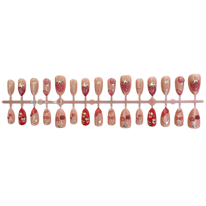 Künstlerisches Floral-Akzent Press-on-Nagelset Karnz