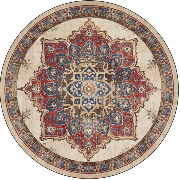 Runder Vintage Floral Teppich