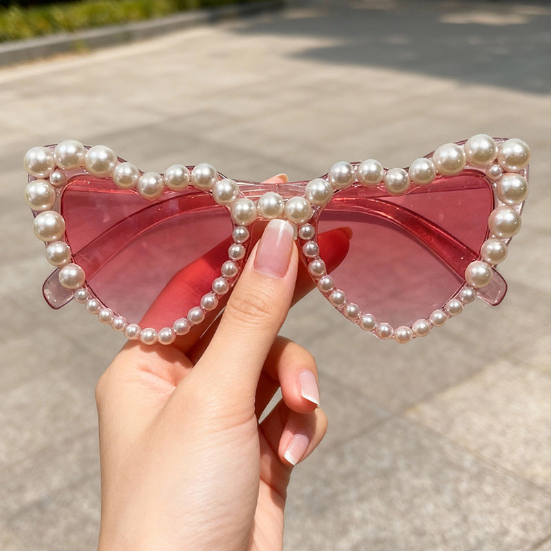 Dekorative mit Perlen verzierte Cat-Eye-Sonnenbrille Karnz