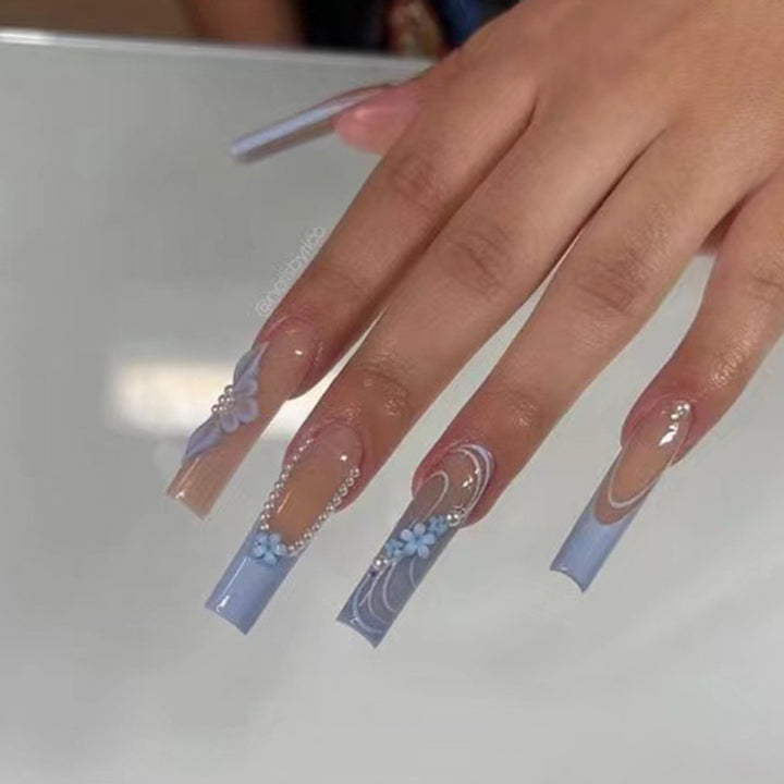 Künstlerisches Press-On-Nagelset mit Tierdruck