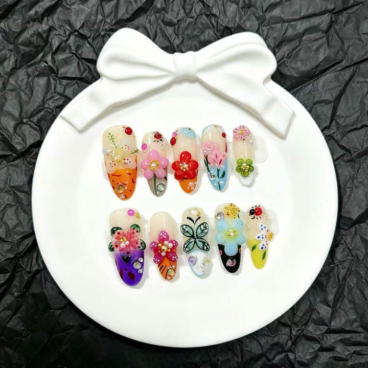 Künstlerisches Floral Press-On Nagelkunst Set  1791773861