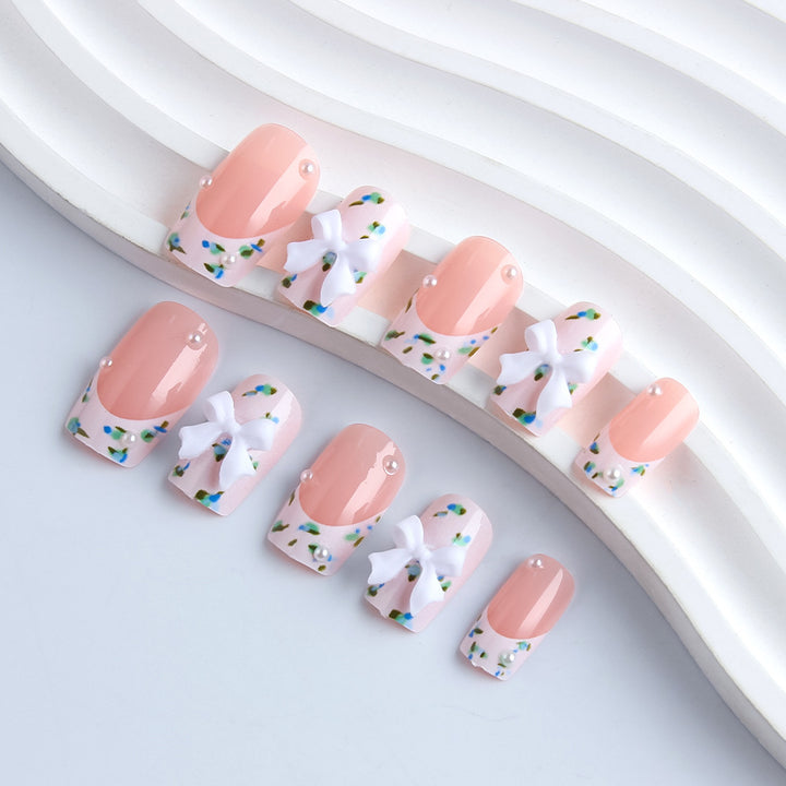 Florale Texturierte Press-On Nagelkunst Karnz