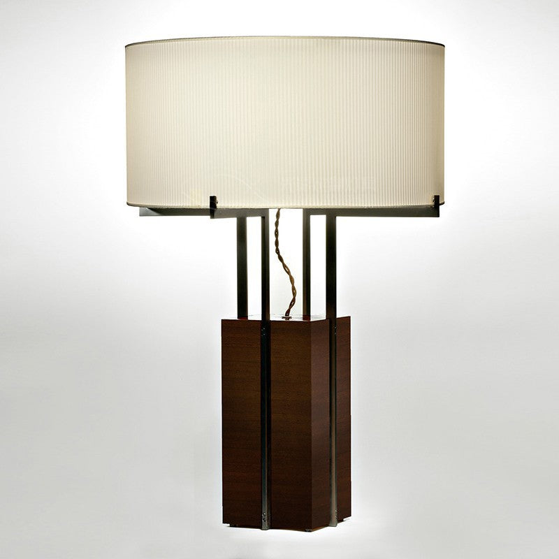 Moderne Holz Tischlampe mit einzigartigem Schirm