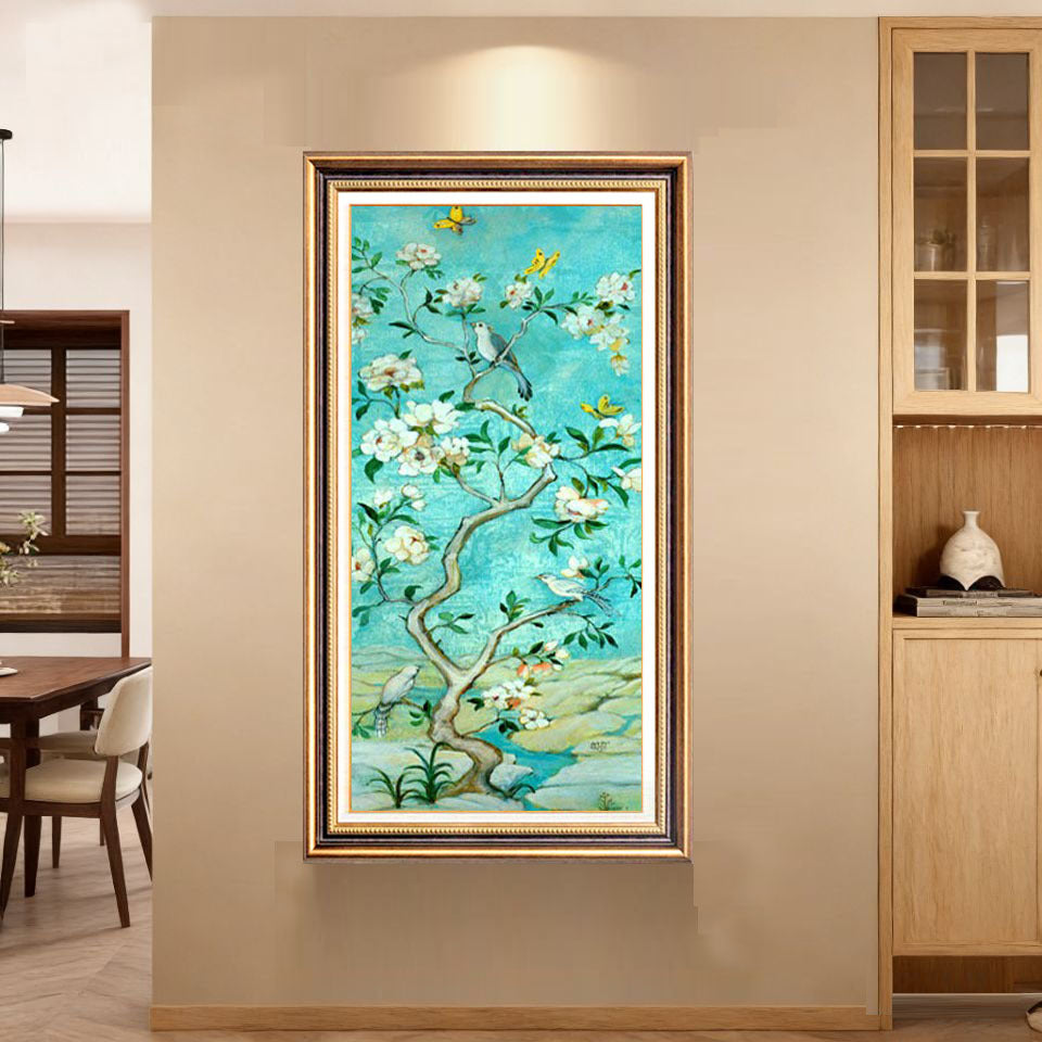 Elegante Blumenreiche Leinwand Wandkunst