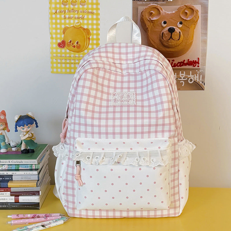 Stylische Gingham-Print Freizeit Rucksack Karnz