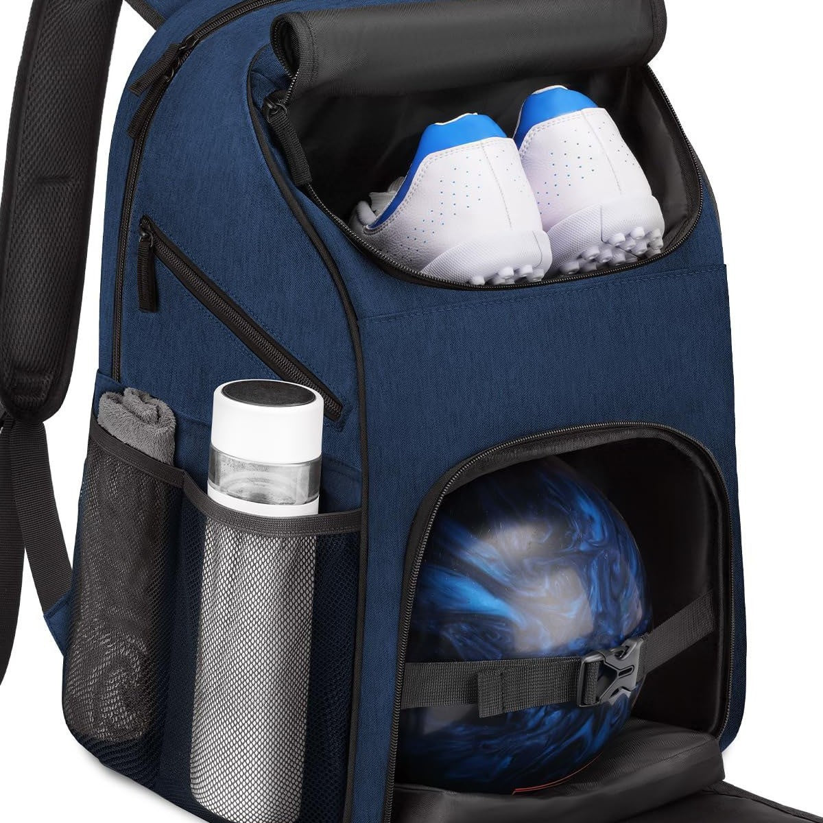 Unisex Sportlicher Rucksack mit speziellen Fächern für Schuhe und Bowlingball Karnz