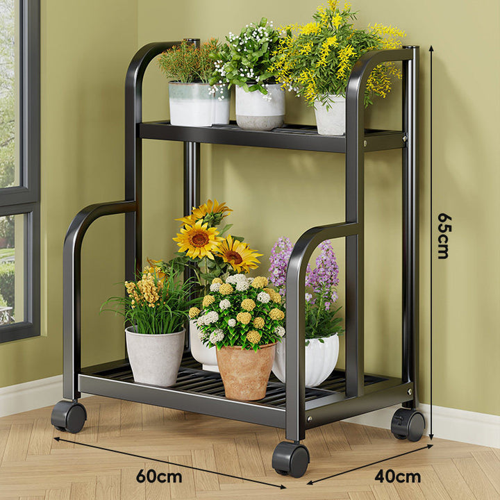 Drei-Ebenen Rollbares Metall Pflanzen Display Regal