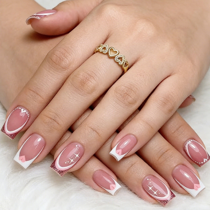 Elegantes French Tip Gel Nagel Set Karnz