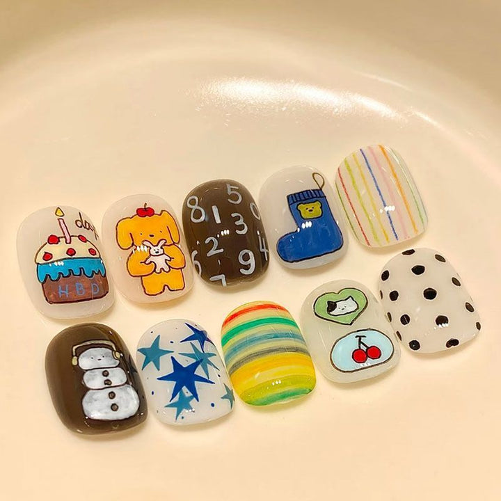 Künstlerisches Kaffee-inspiriertes Press-On Nagelkunst Set Karnz