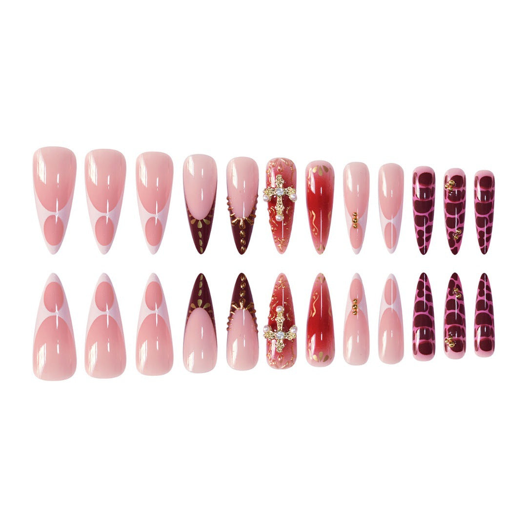 Glamouröse dekorative Stiletto-Press-on-Nagelset Karnz