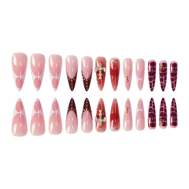 Glamouröse dekorative Stiletto-Press-on-Nagelset Karnz
