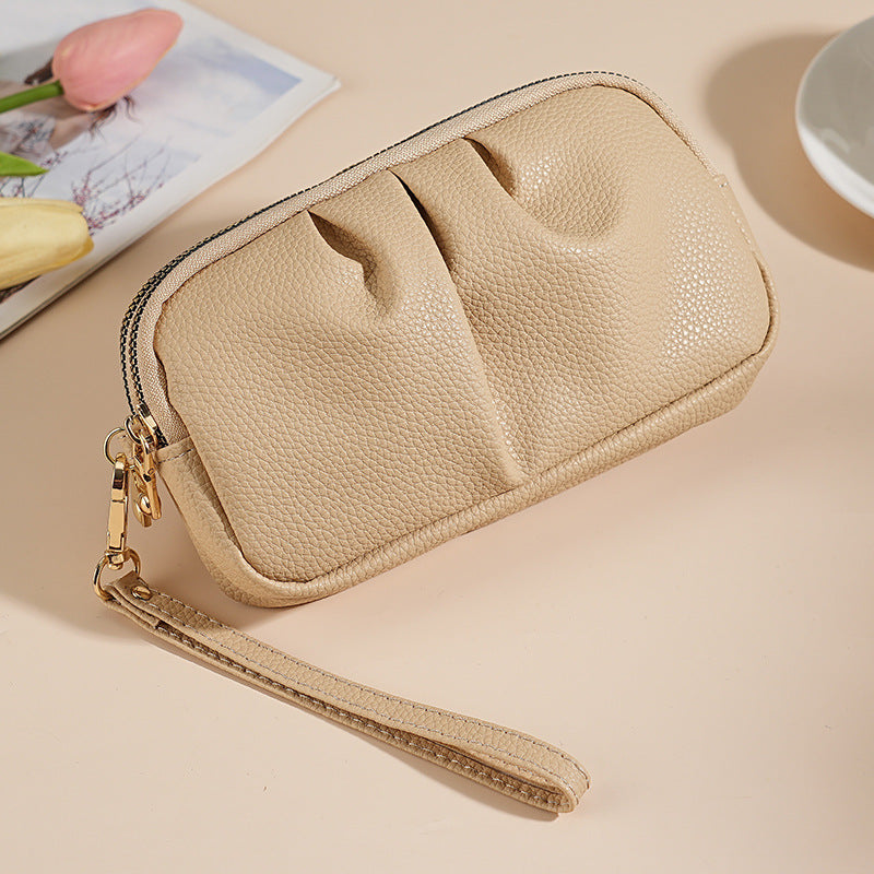 Texturierte Reißverschluss-Clutch Tasche
