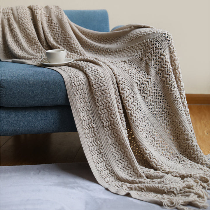 Gemütliche Strickwurfdecke