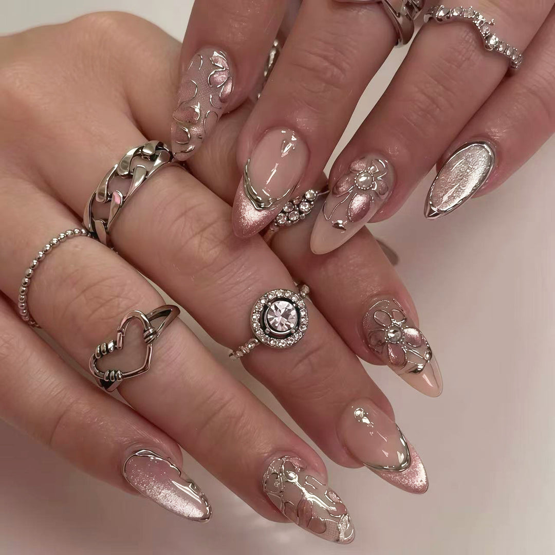 Elegante florale Press-On-Nagelset 1790745273