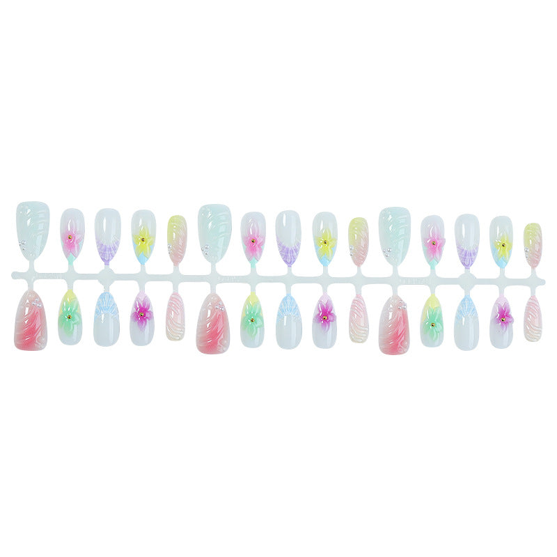 Dekoratives florales Nagelkunst Press-On-Set Karnz