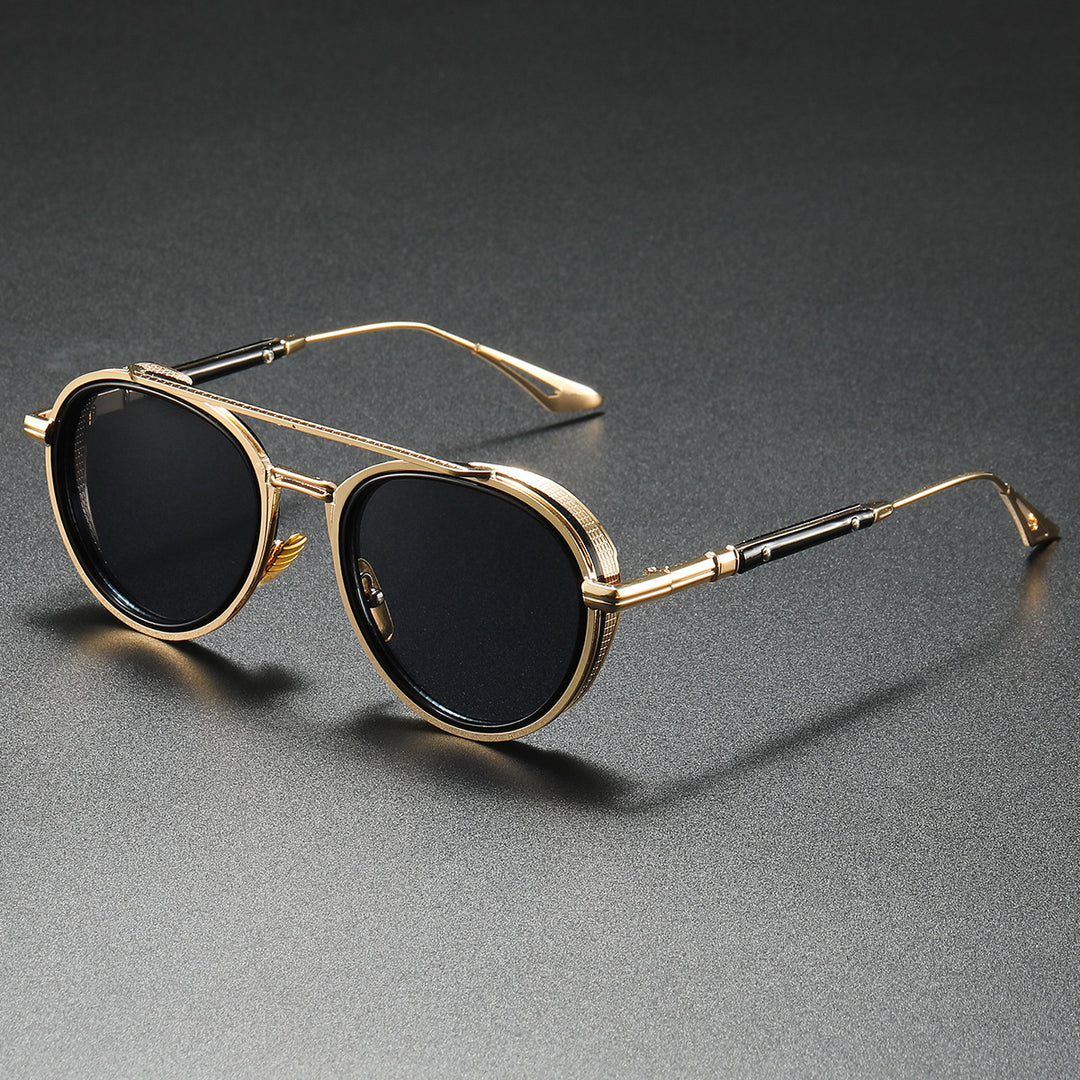 Damen Designer-Sonnenbrille mit luxuriösem Metallrahmen und Retro-Akzenten Karnz