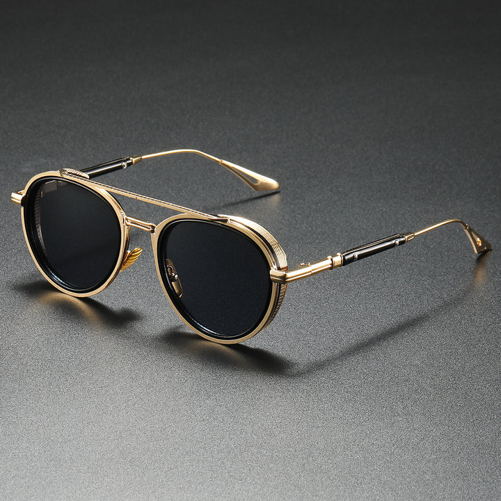 Damen Designer-Sonnenbrille mit luxuriösem Metallrahmen und Retro-Akzenten Karnz