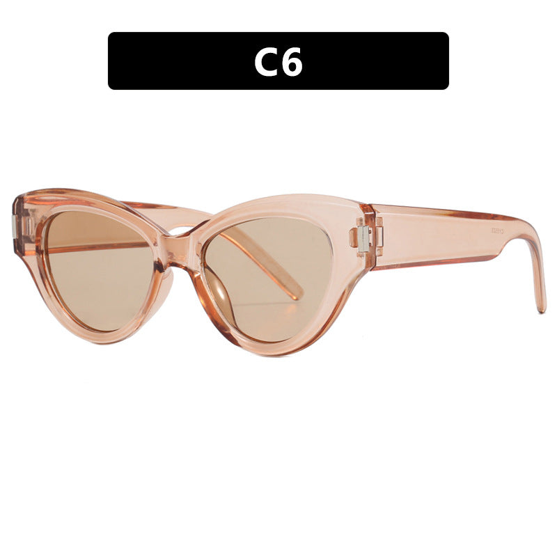 Damen stilvolle Cat-Eye Sonnenbrille mit transparentem Rahmen Karnz