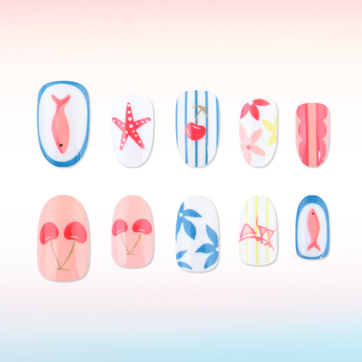 Künstlerische Sommer-Themen Druck-Nagelkunst Karnz