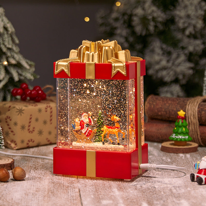Beleuchtete Weihnachtslaterne mit Schnee- und Weihnachtsmotiv Karnz