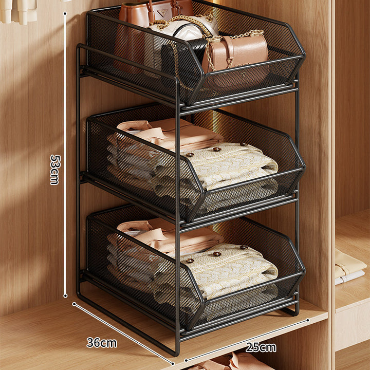 Doppel-Layer Metall-Mesh Ausziehbarer Kleiderschrank-Organizer für Handtaschen und gefaltete Kleidung