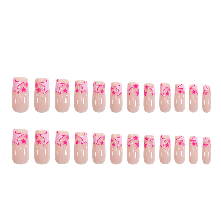 Kunstvolle Nagelkunst mit neonfarbenen Sternen Karnz