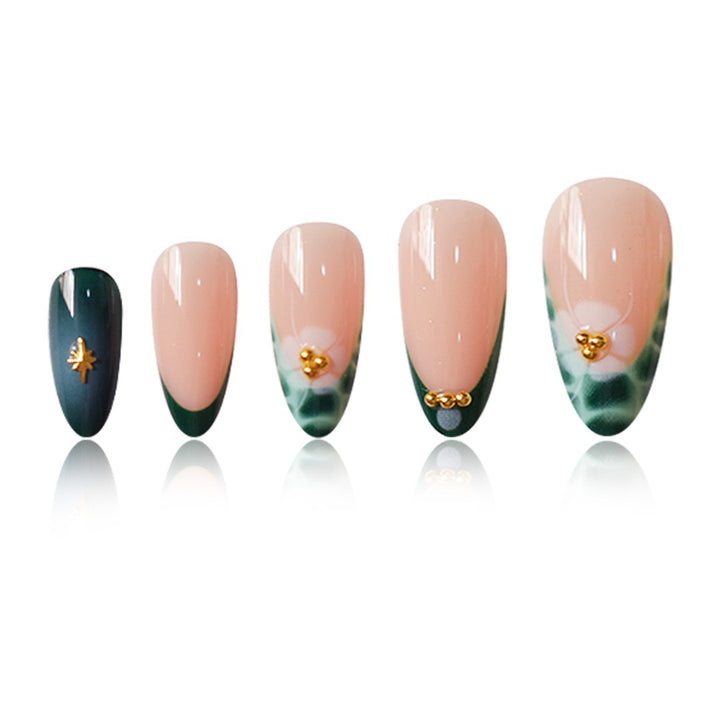 Elegante abstrakte florale Press-On-Nagelverlängerungen Karnz