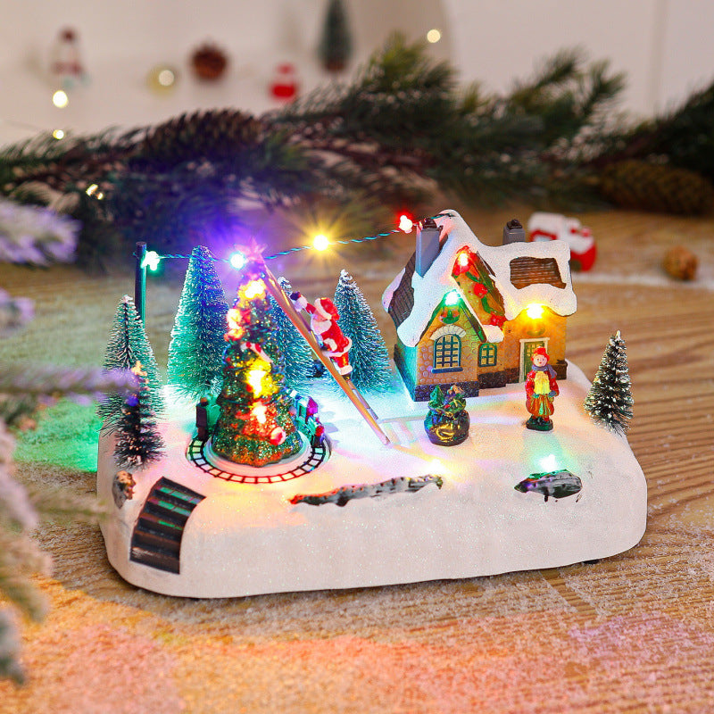 Einkaufszentrum Weihnachtsdorf mit Leuchtenden Figuren Karnz