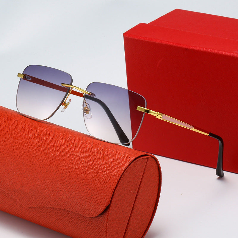 Damen modische rechteckige Halbrahmen-Sonnenbrille mit innovativem Design Karnz