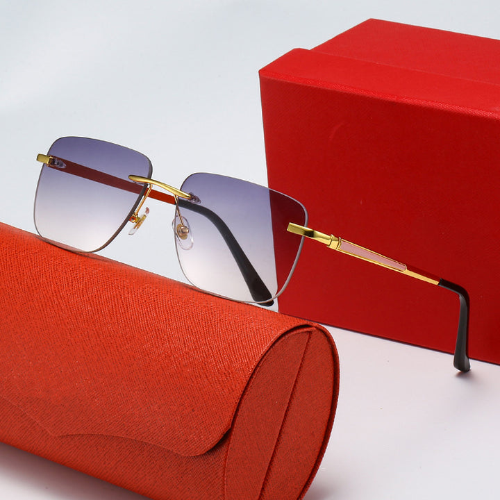 Damen modische rechteckige Halbrahmen-Sonnenbrille mit innovativem Design Karnz