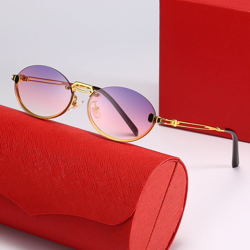 Damen modische Sonnenbrille mit filigranem Metallrahmen und stylishem Design Karnz