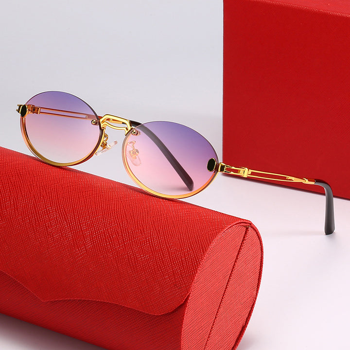Damen modische Sonnenbrille mit filigranem Metallrahmen und stylishem Design Karnz