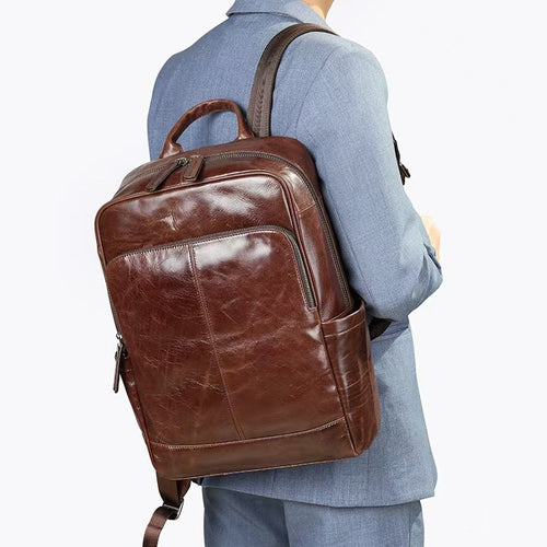 Professioneller Leder Laptop Rucksack