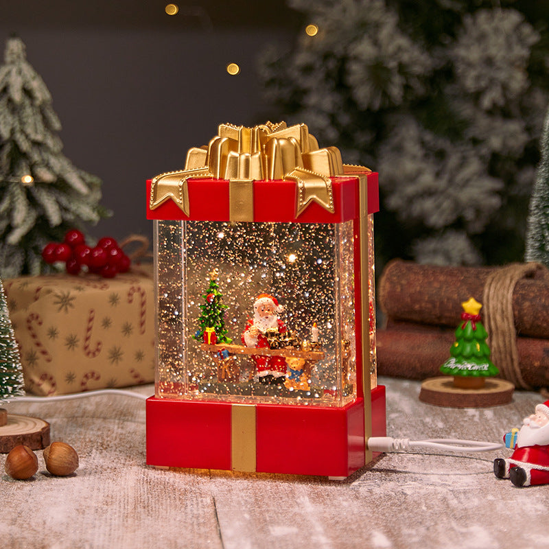 Beleuchtete Weihnachtslaterne mit Schnee- und Weihnachtsmotiv Karnz
