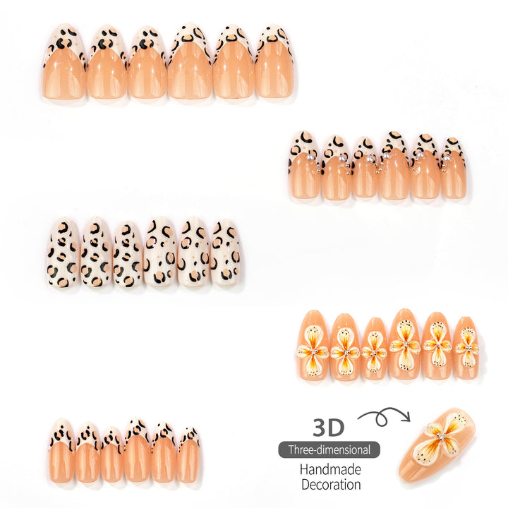 Elegantes Leoparddruck Aufklebenägel Set