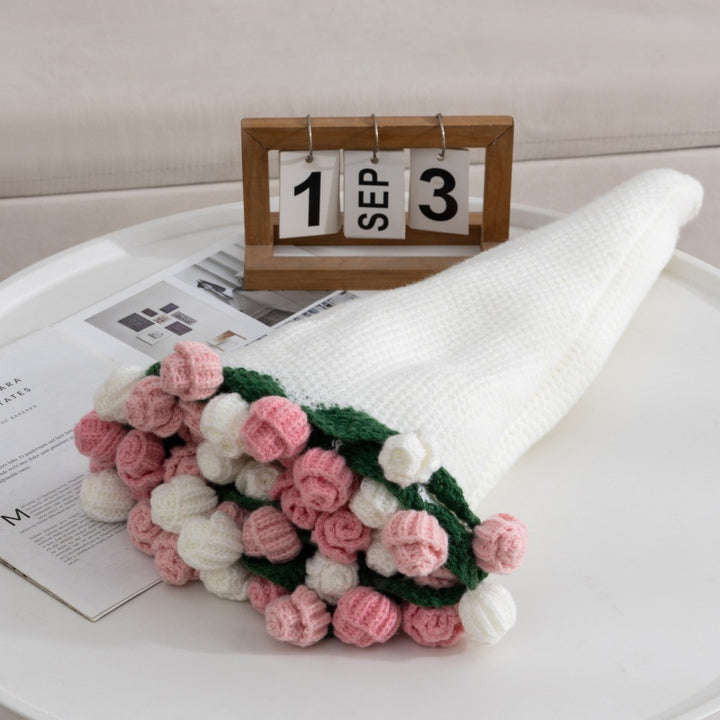 Florales Häkel-Rosenstrauß Wurfdecke