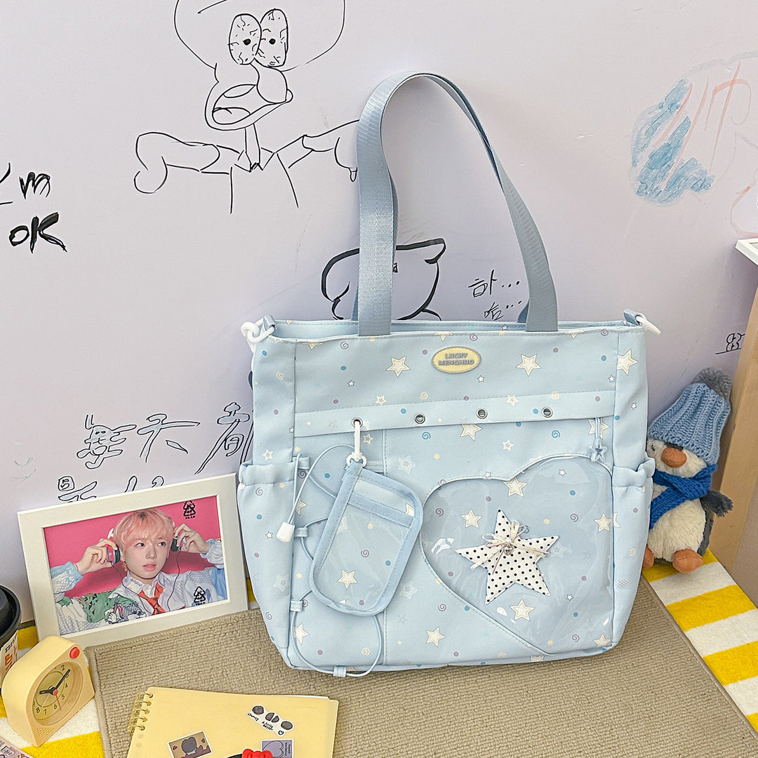 Stylische Multi-Taschen Stern-Applikation Rucksack Karnz