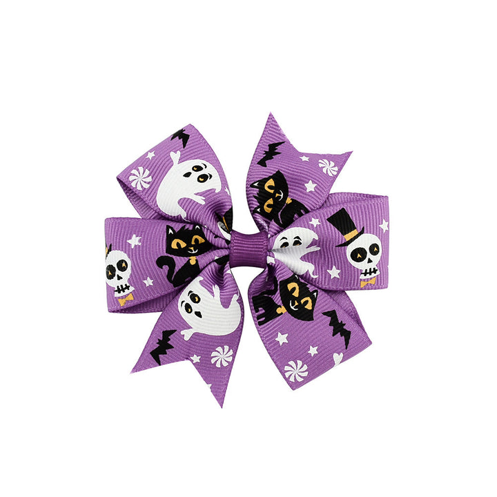 Halloween Schleife mit Kürbis- und Hexen-Motiven
