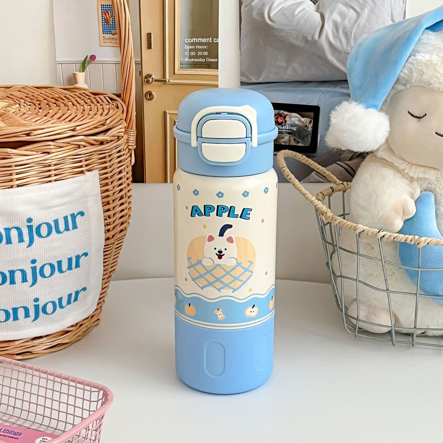 Damen Isolierte Trinkflasche mit fröhlichem Hundedesign Karnz