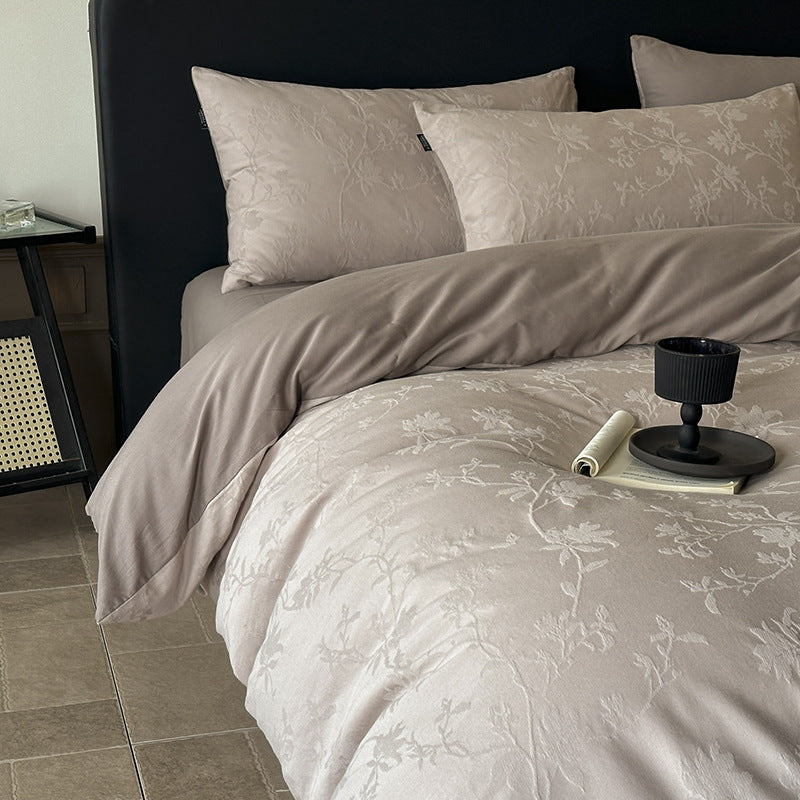 Jacquard Floral Bettbezugset mit wendbarem Satingewebe Rücken