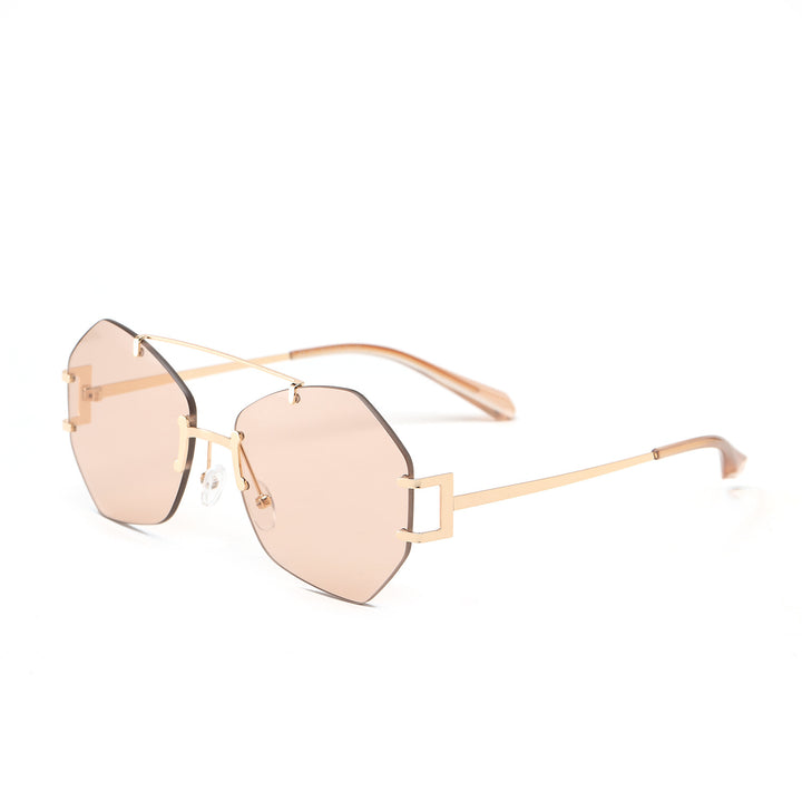 Damen modische achtkantige Sonnenbrille mit filigranem Metallrahmen Karnz
