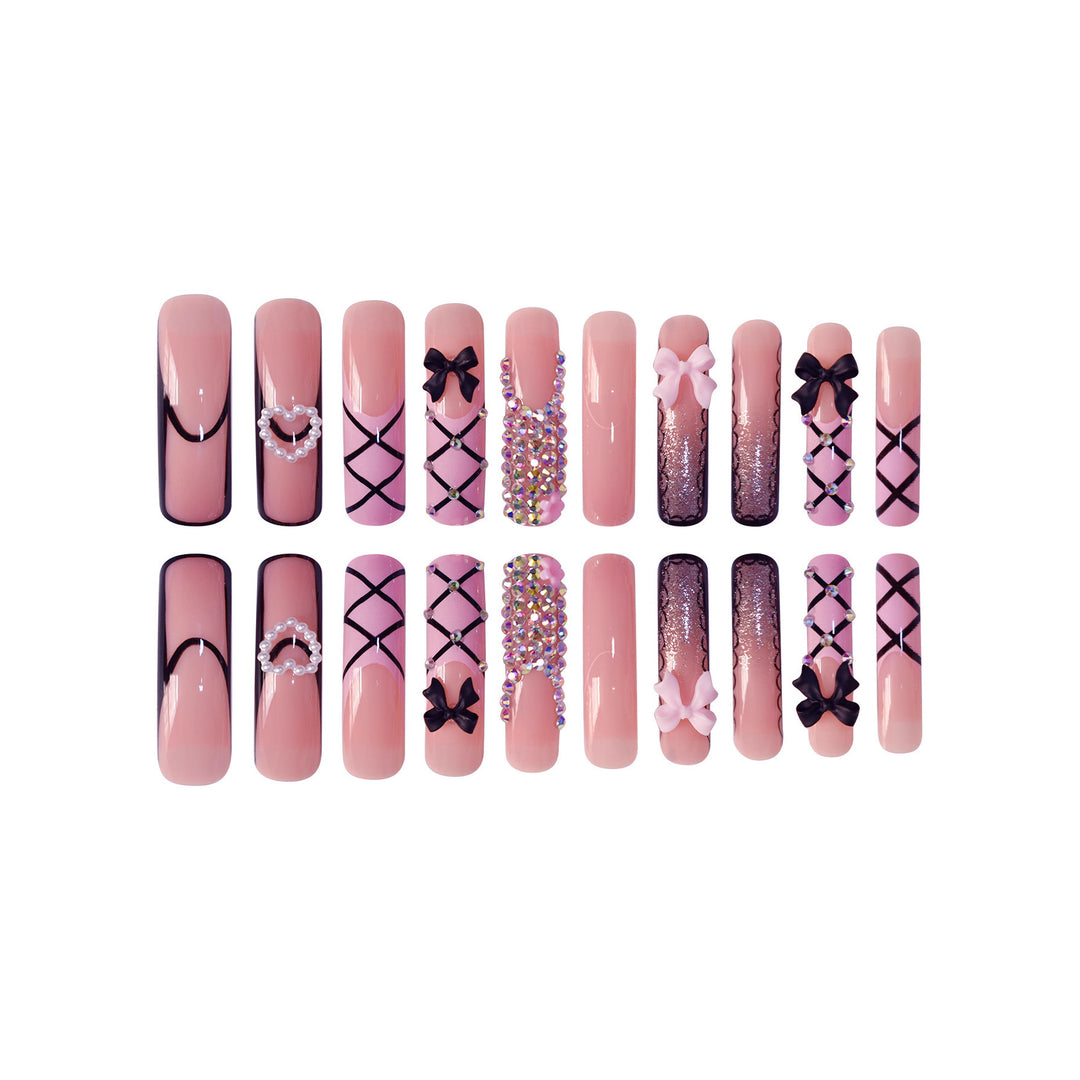Luxus Nail Art Set mit Strass- und Schleifenakzenten Karnz