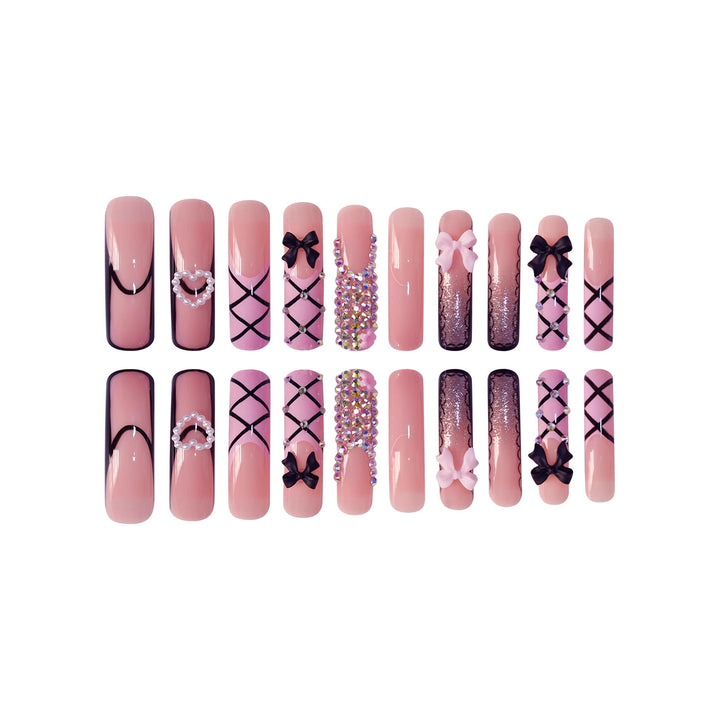 Luxus Nail Art Set mit Strass- und Schleifenakzenten Karnz